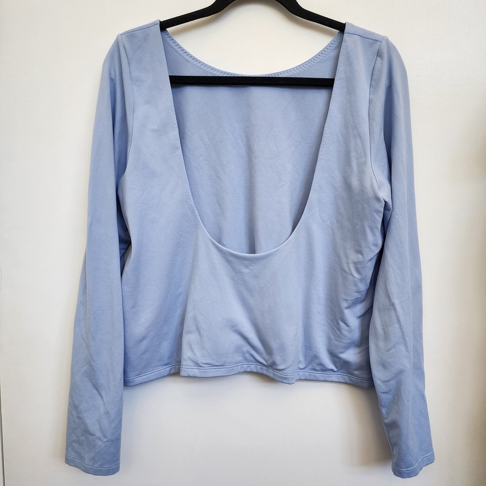 OFFLINE by Aerie The Hugger Long Sleeve Low Scoop Back Top Light Blue XXL - Picture 2 of 5